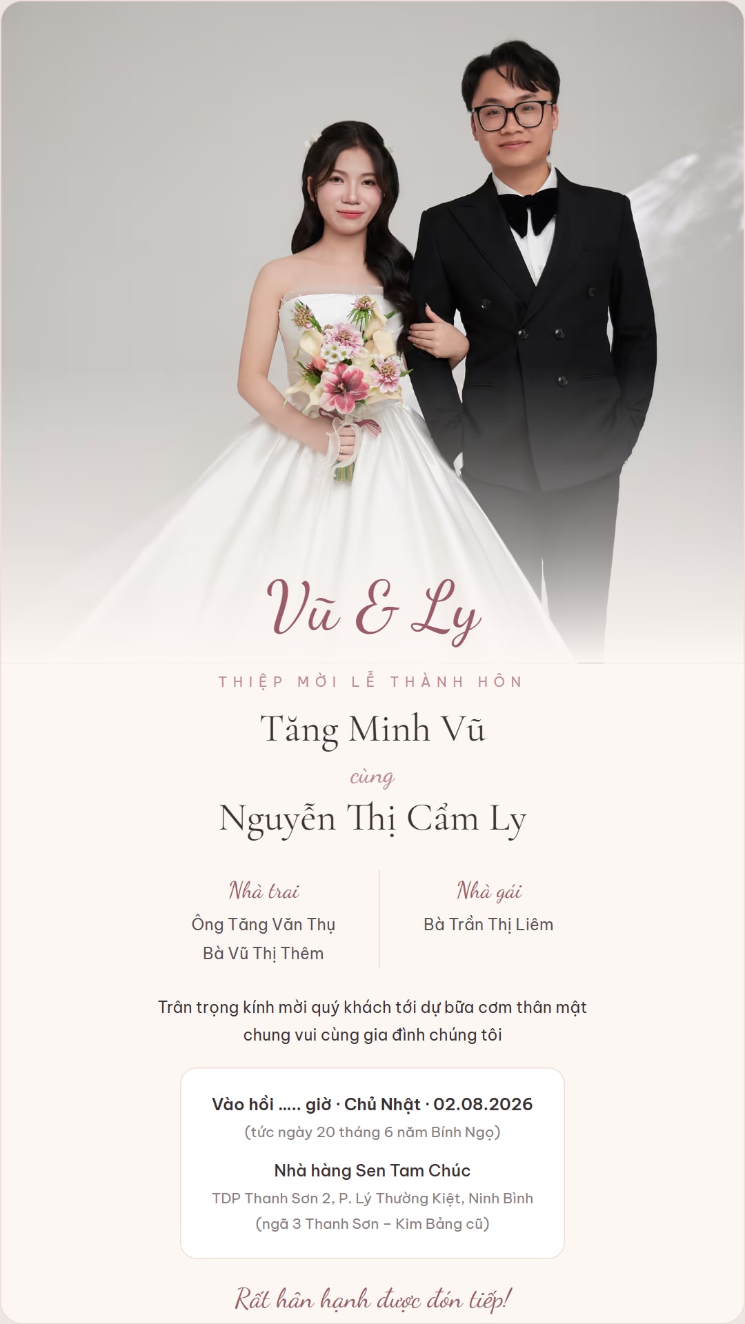 Thiệp mời Lễ Thành Hôn · Nhà trai